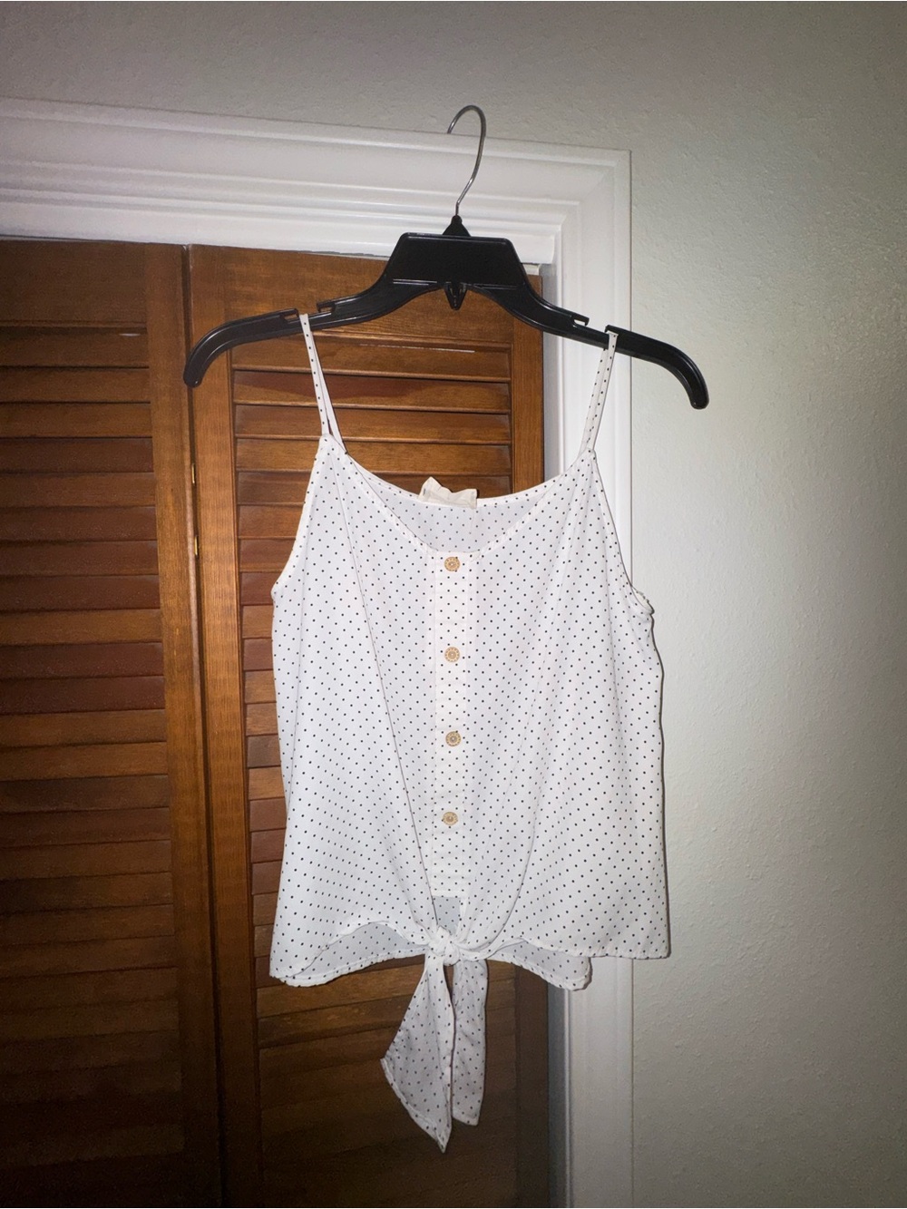 vestique White Polka Dot Tie-Hem Cami
